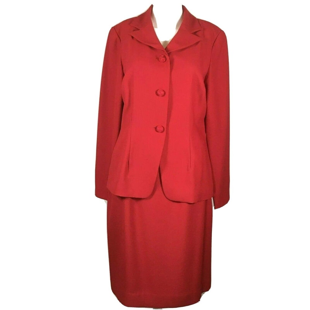 Talbots Suit Womens Sz 6 Red Skirt & Jacket 2Pc Set Vintage Career Wear